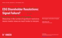 Front page of report 'ESG Shareholder Resolutions: Signal Failure?'