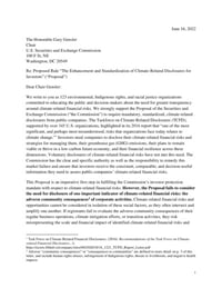 Front page of report 'Responsible Alpha's SEC Climate Risk Research Used by 123 Institutions'