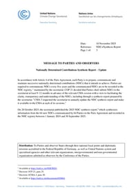 Front page of report 'NDCs/Synthesis Report'