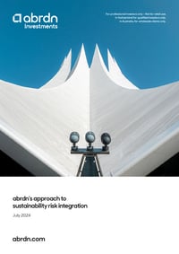Front page of report 'abrdn's approach to sustainability risk integration'
