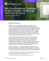 Front page of report 'Net-Zero Investing: Solutions for Benchmarks, Incentives, and Time Horizons'