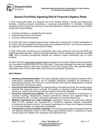 Front page of report 'Quants Find Risks Signaling ESG & Financial Litigation Risks'