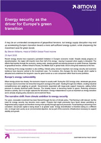 Front page of report 'Energy security as the driver for Europe’s green transition'