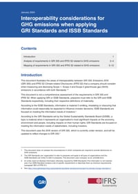 Front page of report 'Interoperability considerations for GHG emissions when applying GRI Standards and ISSB Standards'