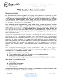 Front page of report 'PFAS Regulation, Risk, and Remidiation'