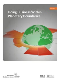 Front page of report 'Doing Business Within Planetary Boundaries'