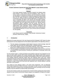 Front page of report 'Investor Sentiment Towards the Green Bond Market in Latin America and the Caribbean'