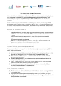Front page of report 'Net Zero Asset Managers Commitment'