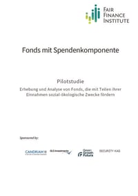 Front page of report 'Fonds mit Spendenkomponente'