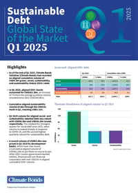 Front page of report 'Sustainable Debt Global State of the Market Q1 2025'