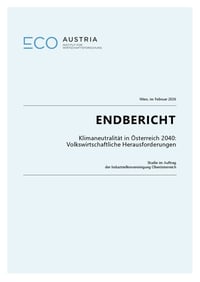Front page of report 'Klimaneutralität in Österreich 2040 - Volkswirtschaftliche Herausforderungen'