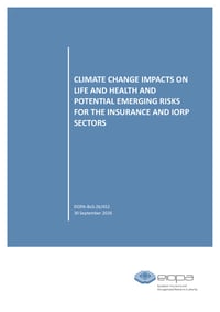 Front page of report 'Climate Change Impacts on Life and Health and Potential Emerging Risks for the Insurance and IORP Sectors'
