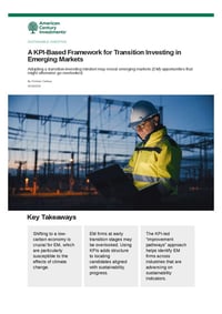 Front page of report 'A KPI-Based Framework for Transition Investing in Emerging Markets'