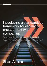 Front page of report 'Introducing a standardised framework for escalating engagement with companies'