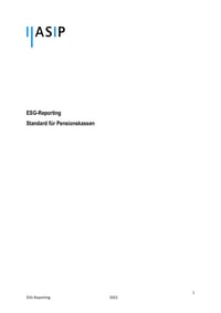 Front page of report 'ESG-Reporting: Standard für Pensionskassen'