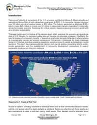 Front page of report 'Hooked on Finance: U.S. Fisheries Recommendations'