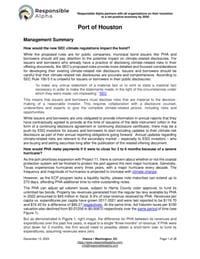Front page of report 'Port of Houston Financial & Climate Risk'
