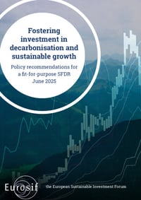 Front page of report 'SFDR: Fostering investment in decarbonisation and sustainable growth'
