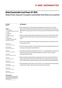 Front page of report 'Global Sustainable Fund Flows: Q1 2026'