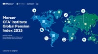 Front page of report 'Mercer CFA® Institute Global Pension Index 2025'