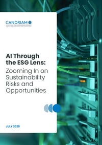 Front page of report 'AI Through the ESG Lens: Zooming In on Sustainability Risks and Opportunities'