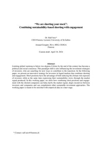 Front page of report '“We are shorting your stock”: Combining sustainability-based shorting with engagement'