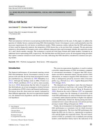 Front page of report 'ESG as risk factor'