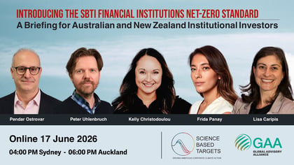 Cover for Briefing for Australian and New Zealand investors – SBTi Investor Net Zero Standard