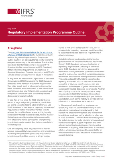 Front page of report 'Regulatory Implementation Programme Outline'