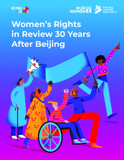 Front page of report 'Women’s rights in review 30 years after Beijing'